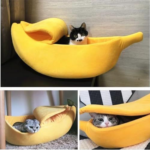 Large Creative Banana Shape pet Bed, Warm and Soft Banana Bed for Hedgehog, Hamster Chinchilla, Guinea Pigs, Ferret,Kitten Puppy - Yellow