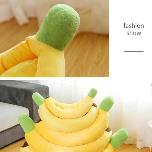Banana Bed, Banana Shaped Pet Bed for Cats & Small Dogs - Cozy Cave Design with Machine Washable Cover, Non-Slip Bottom & Soft Faux Fur Lining, Multiple Sizes (S-XL) for Year-Round Comfort - Green - Size X-Large