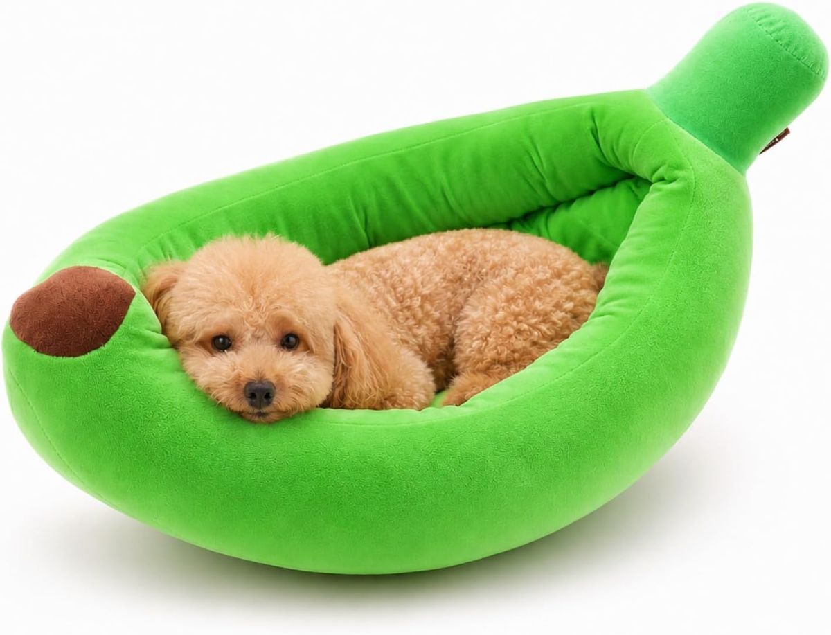 Large Banana Bed, Banana Shaped Pet Bed for Cats & Small Dogs - Cozy Cave Design with Machine Washable Cover, Non-Slip Bottom & Soft Faux Fur Lining, Multiple Sizes (S-XL) for Year-Round Comfort - Yellow