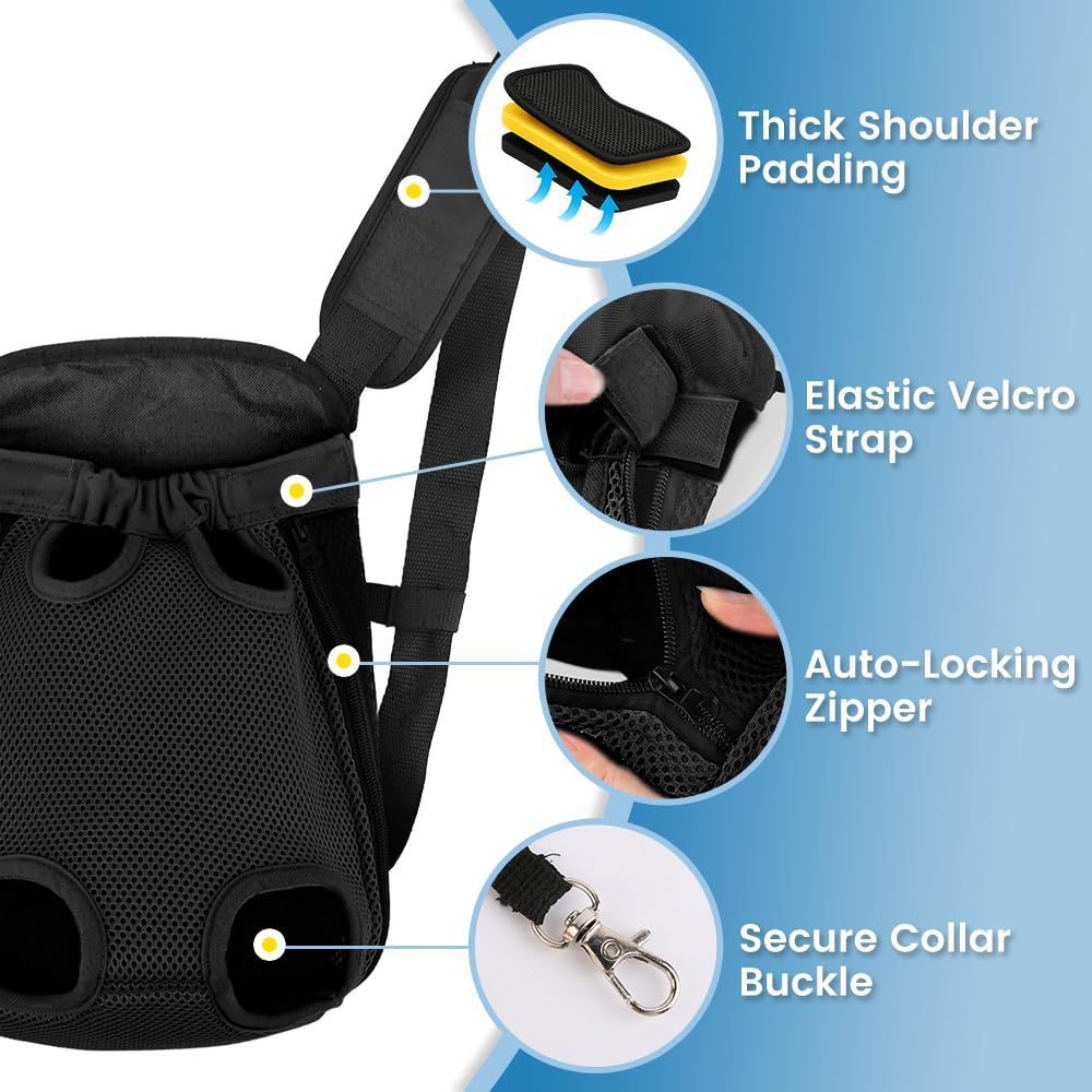 Dog Carrier Backpack Small Dog Carrier Pet Carrier Hands-Free Dog Carrier - Black / XL