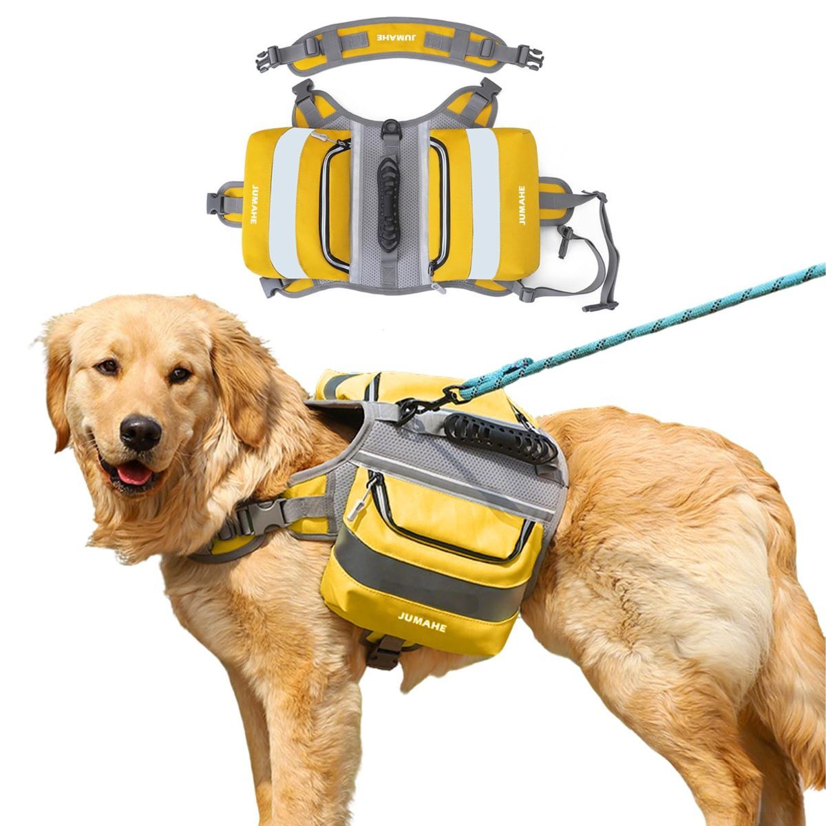 Dog Backpack for Medium & Large Dogs,Dog Pack Saddle Bag for Dogs for Hiking,Pet Backpack Harness with Reflective Strips,2 Capacious Side Pockets for Walking Running,Camouflage - Camouflage - Size 2 Capacious Side Pockets