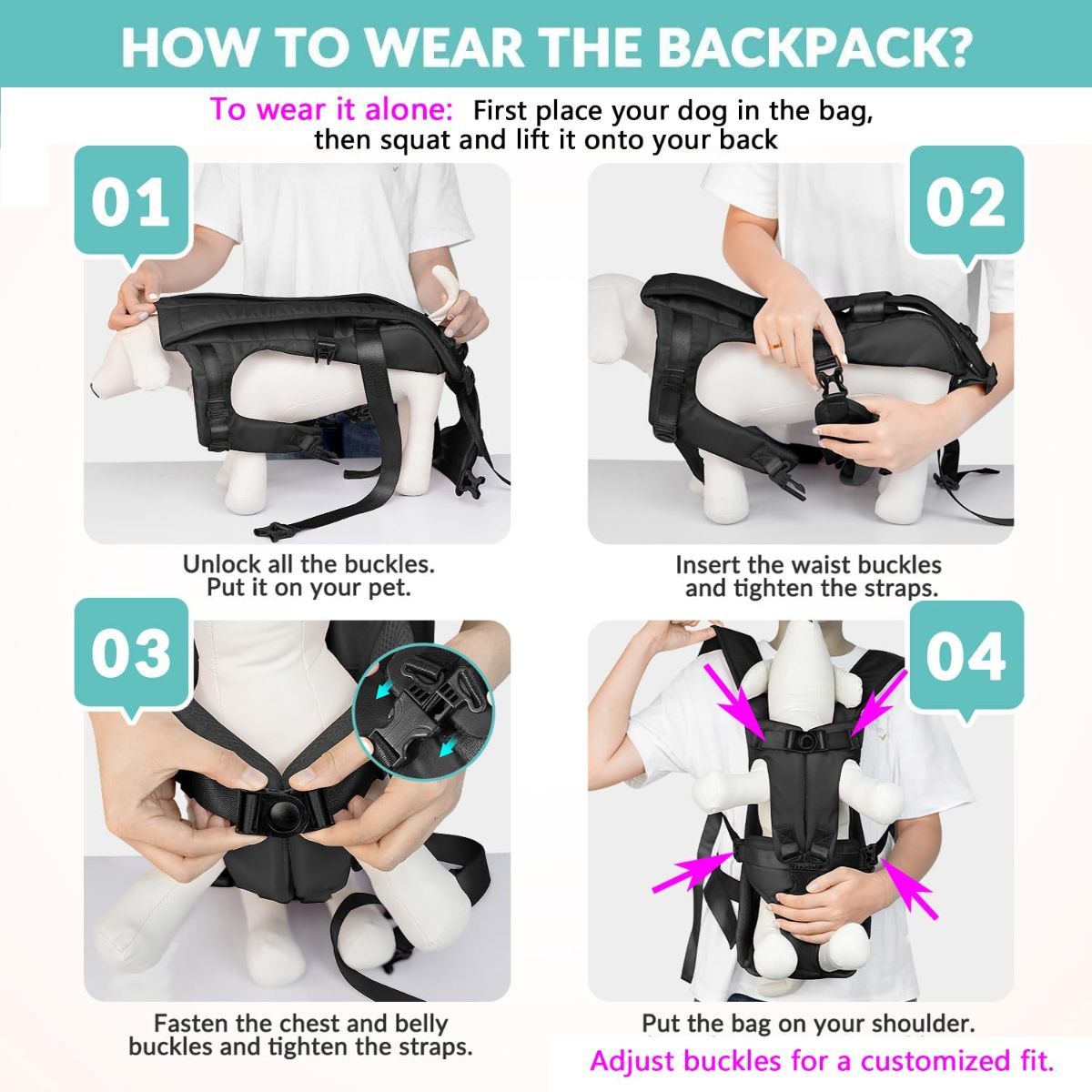 Dog Harness Storage Bags For Dogs Pet Accessories Dog Outdoor Gear High-Quality - Black - Size L
