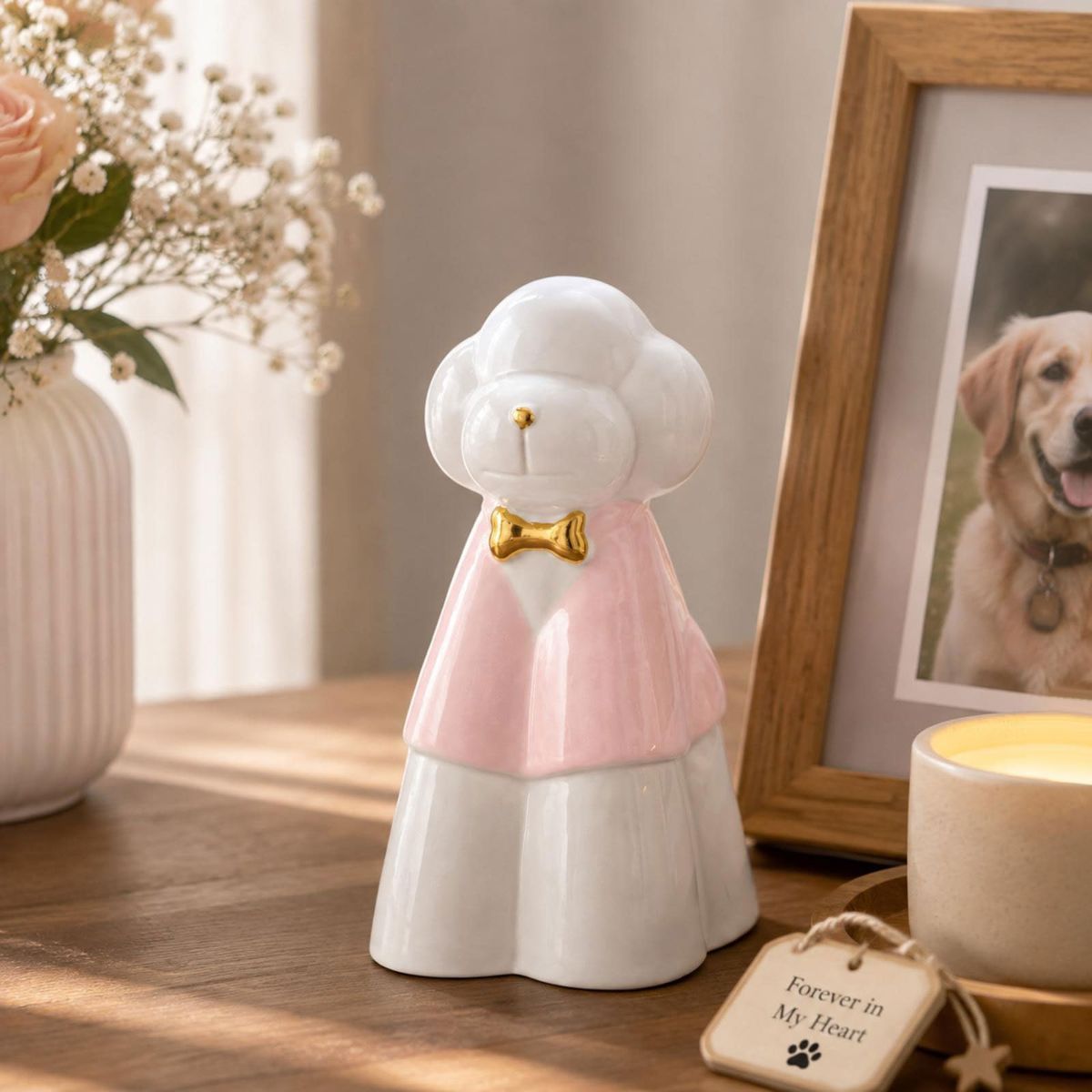 Glazed Ceramic Memorial Urn for Pets, A Sealed Display Holder with Home Shelf Placement and Quiet Remembrance Accent - Blue - Size 20.5*12.5cm