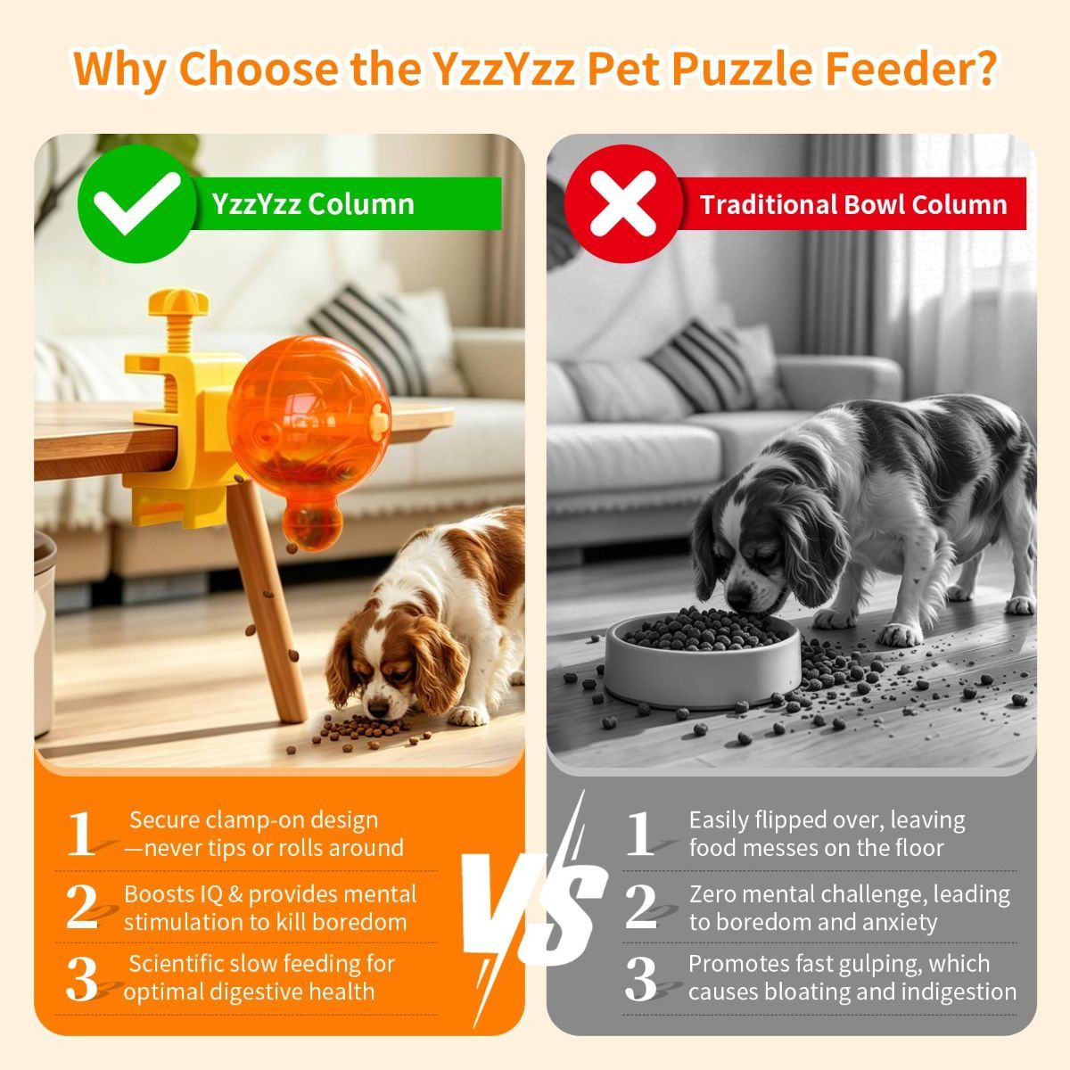 Dog Slow Feeder, Interactive Dog Puzzle Feeder for Enrichment adjustable difficulty, fixing strap, boredom relief, mental stimulation, slow eating, small medium dogs cats