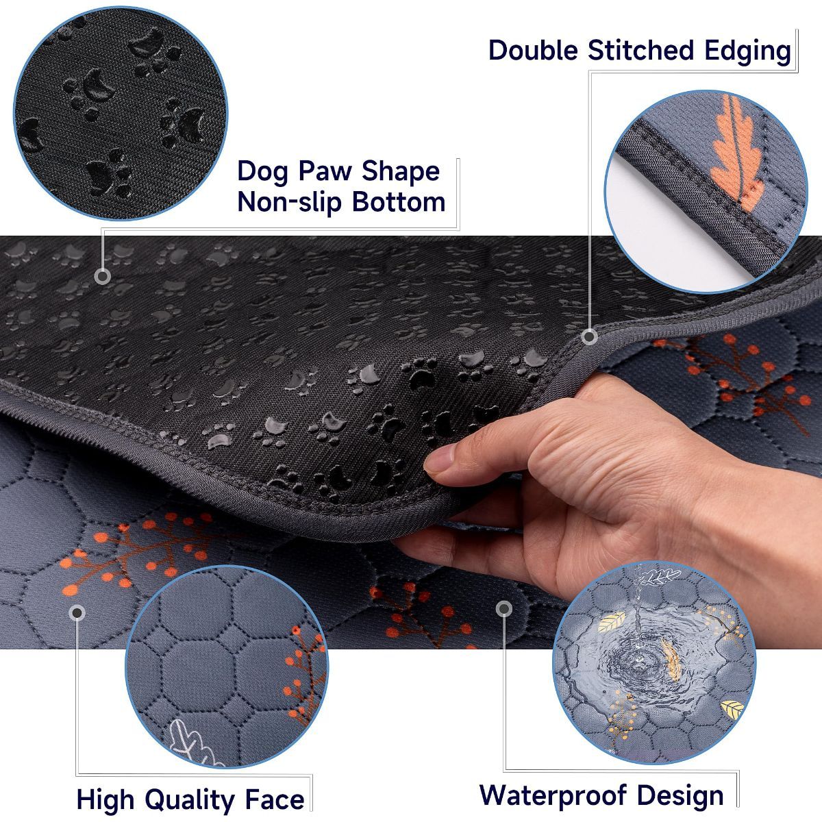 2-Pack Reusable Dog Urine Pads Dog Pee Pads Absorbent Dog Pads Dog Training Pads - Dark Gray / 48in*60in
