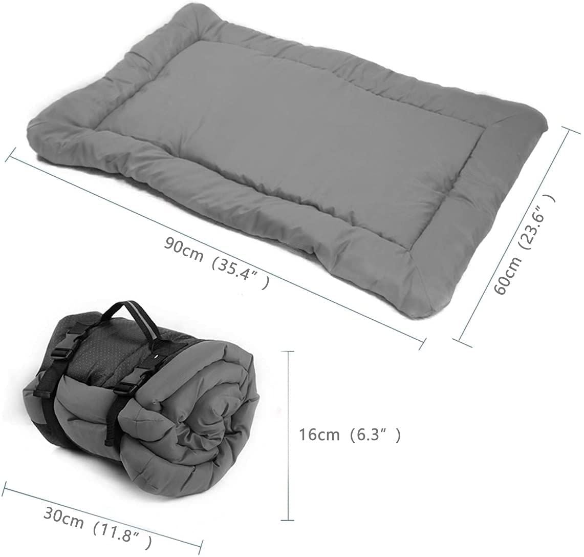 Outdoor Dog Bed, 35”x24“ Portable Camping Travel Dog Bed, Soft, Comfortable, Waterproof, Non-Slip, Machine Washable Easy to Clean Pet Mat for Small, Medium and Large Dog and Cat(gray)