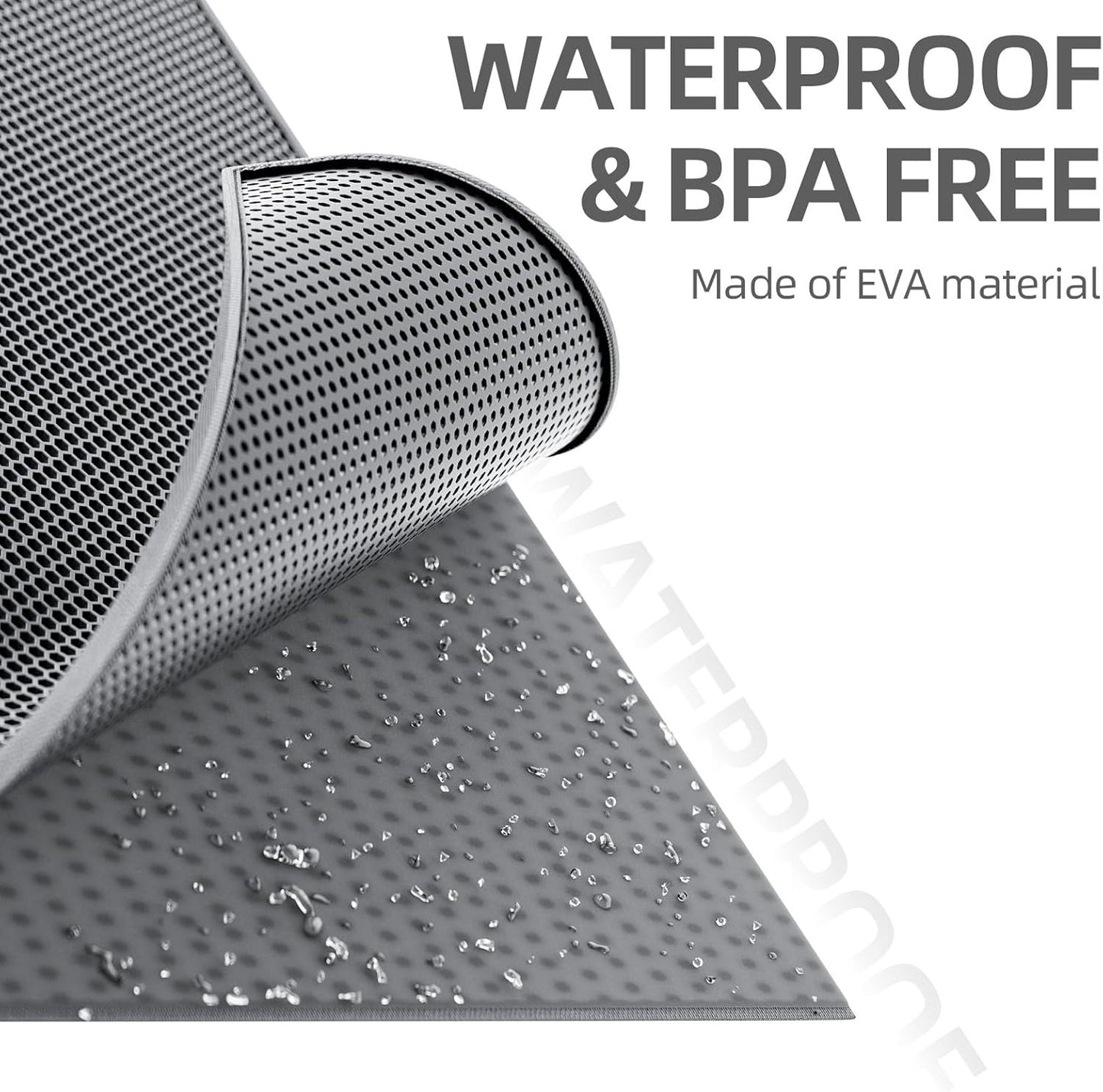 Double-Layer EVA Cat Litter Mat for Litter Box, Honeycomb Design Traps Scattered Sand, Waterproof & Non-Slip Floor Protector, Easy to Clean & Reuse (Grey)