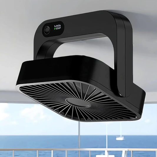 Magnetic Rechargeable Mini Desk Fan with 5-Speed LED Display for Office, Dorm & Bedside Use (Black)