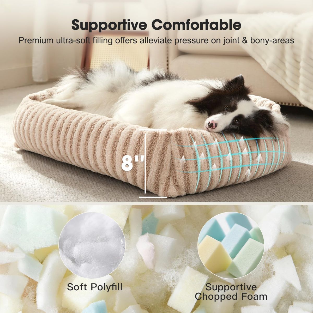 Dog Bed Soft Dog Bed Rabbit Velvet Dog Bed Teddy Fabric Dog Bed Cozy Dog Bed - White - Size 36in*27in