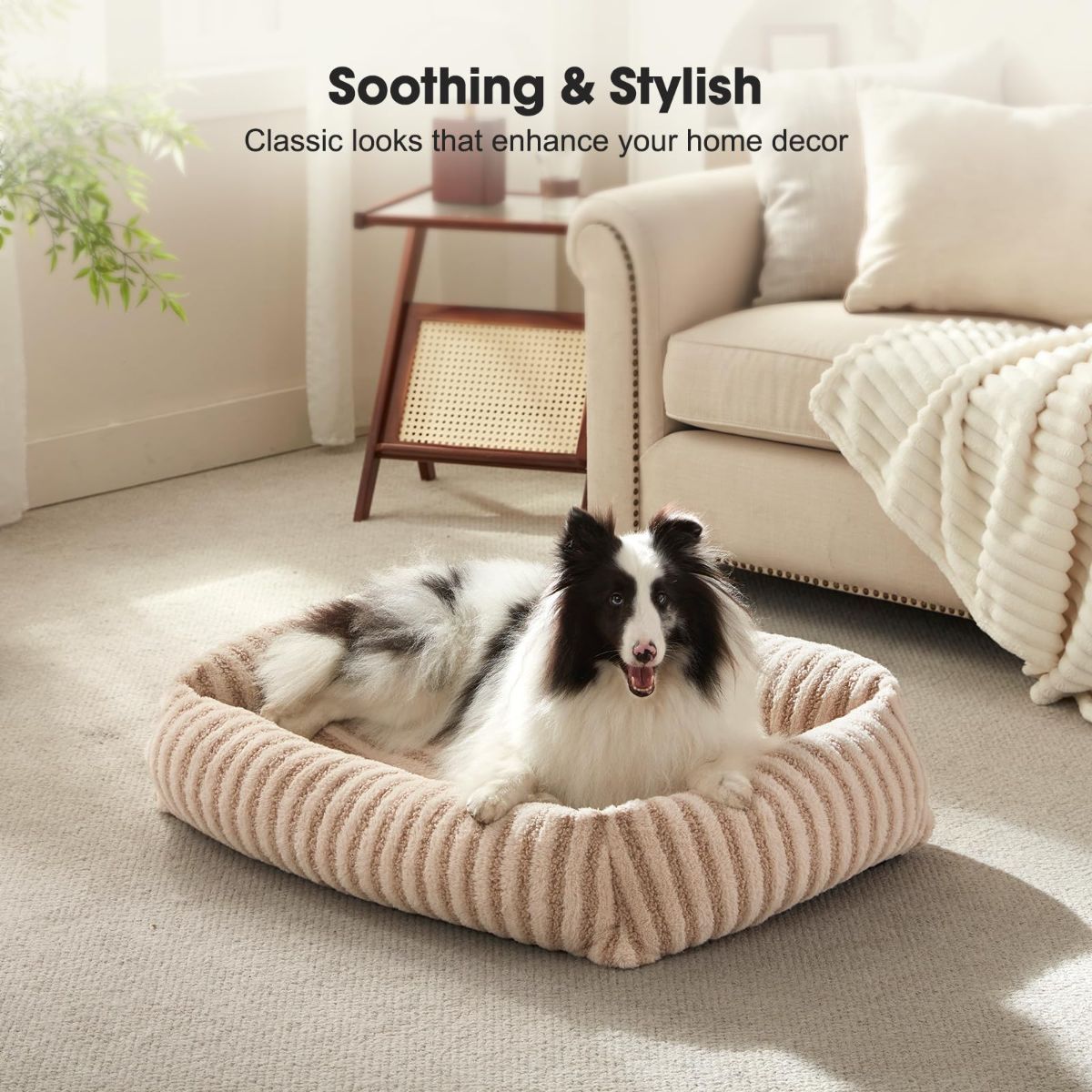 Dog Bed Soft Dog Bed Rabbit Velvet Dog Bed Teddy Fabric Dog Bed Cozy Dog Bed - White - Size 36in*27in