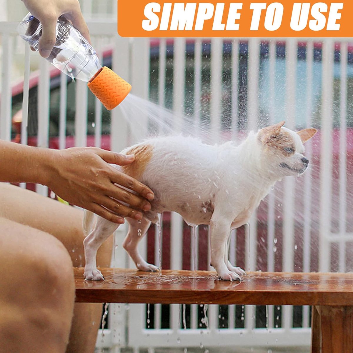 Pet Bathing Tool Outdoor - Dog Shower - Portable Water Bottle Shower Head - Pet Shower Head Attachment - Pet Shower Head Spray - For Portable Dog Shower, Outdoor Walking, Camping, Dirt Removal - Green+Orange - 2 Pieces