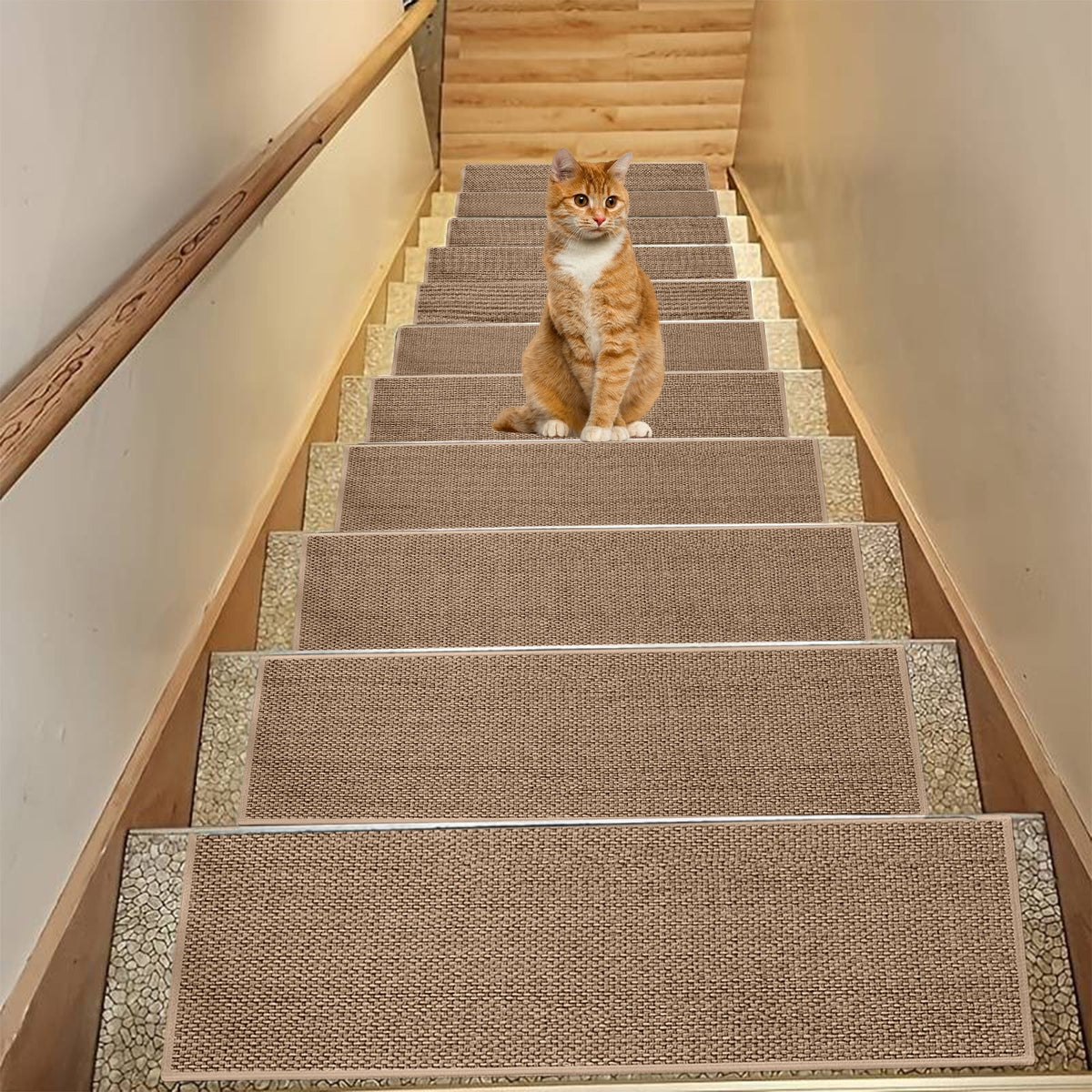 Stair Treads for Wooden Steps, Soft Stair Treads, 8 x 30 Inch Reusable Carpet Stair Treads, Washable Stair Runners for Wooden Steps Non Slip Stair Rugs #5_Gray