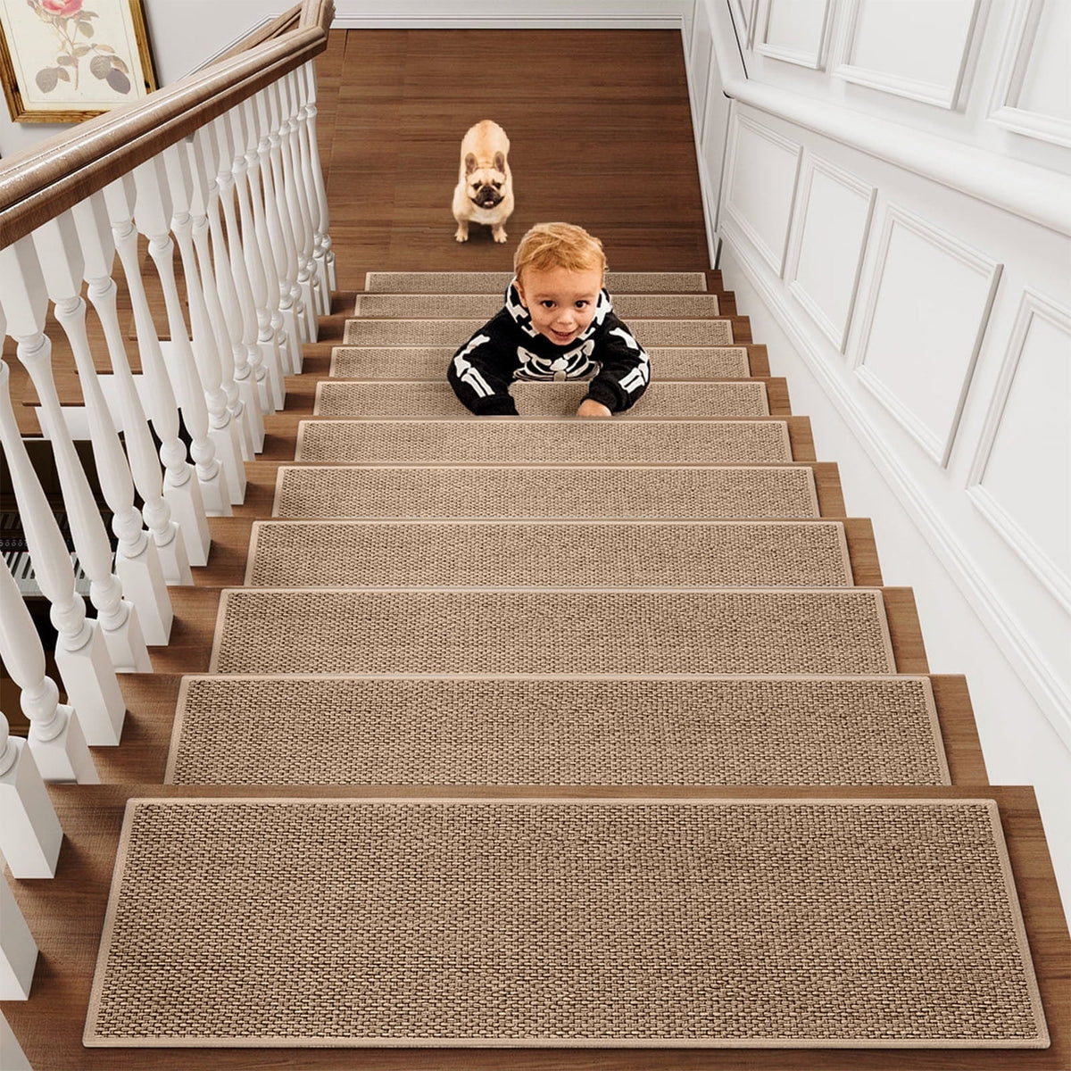 Stair Treads for Wooden Steps, Soft Stair Treads, 8 x 30 Inch Reusable Carpet Stair Treads, Washable Stair Runners for Wooden Steps Non Slip Stair Rugs #6_Gray