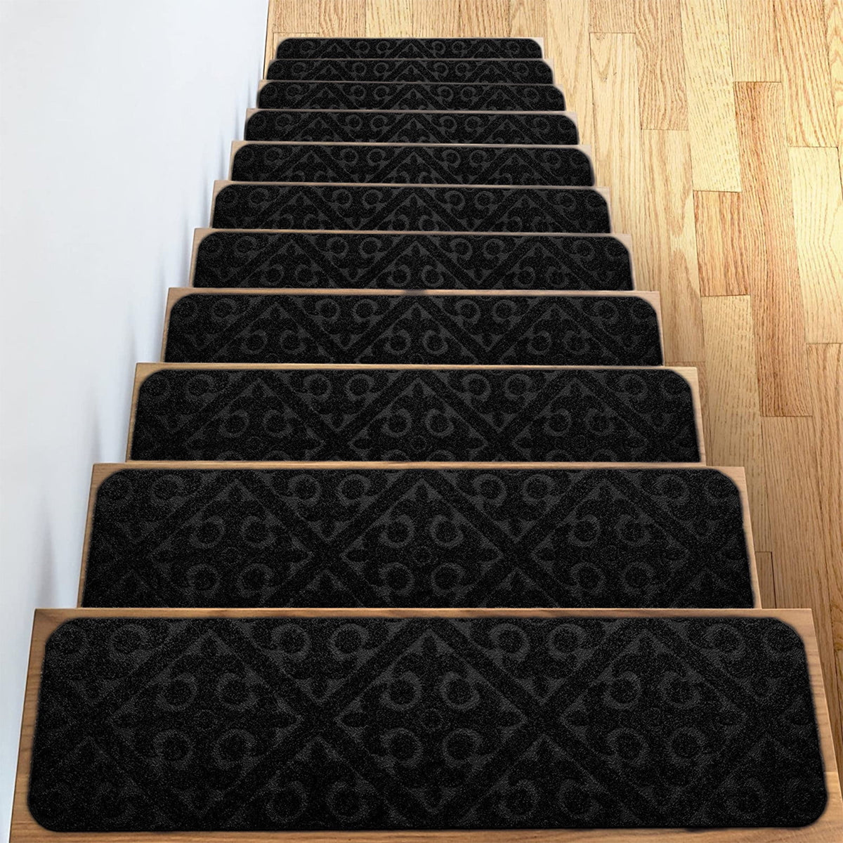 Stair Treads for Wooden Steps, Soft Stair Treads, 8 x 30 Inch Reusable Carpet Stair Treads, Washable Stair Runners for Wooden Steps Non Slip Stair Rugs Gray