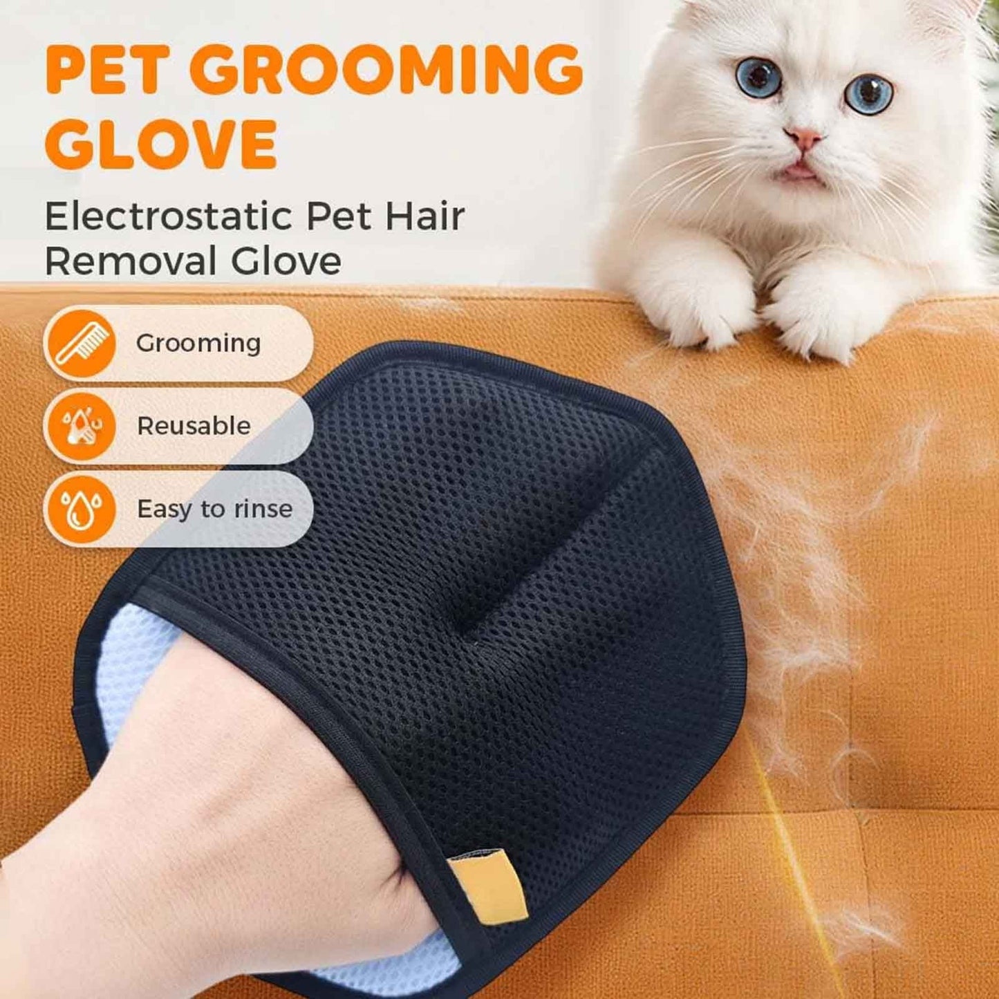 Pet Static Electricity Hair Removal Gloves Pet Remover 2026 New Electrostatic Pet Removal Gloves for Dogs Thickened Brush Reusable Washable Pet Remover Glove Tool for Furniture Couch Car, Blue Black