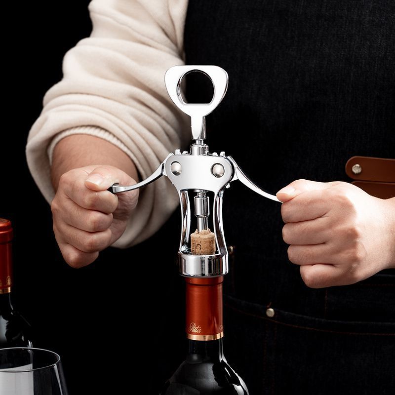Stainless Steel Corkscrew Wine Opener, Waiters Corkscrew Cork and Beer Cap Bottles Opener Remover, Used in Kitchen Restaurant