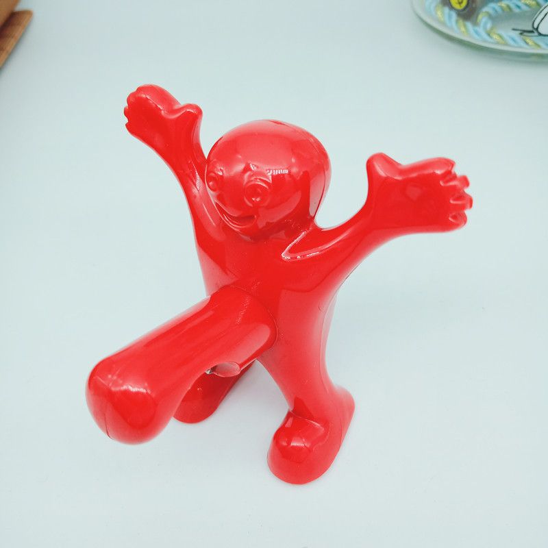 3 Pcs Funny Happy Red Man Wine Stopper Novelty Beer Corkscrew & Bottle Opener Novelty Bottle Stopper （3pcs）