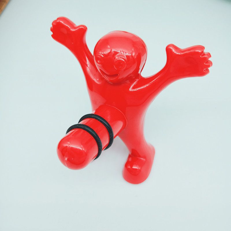 3 Pcs Funny Happy Red Man Wine Stopper Novelty Beer Corkscrew & Bottle Opener Novelty Bottle Stopper （3pcs）