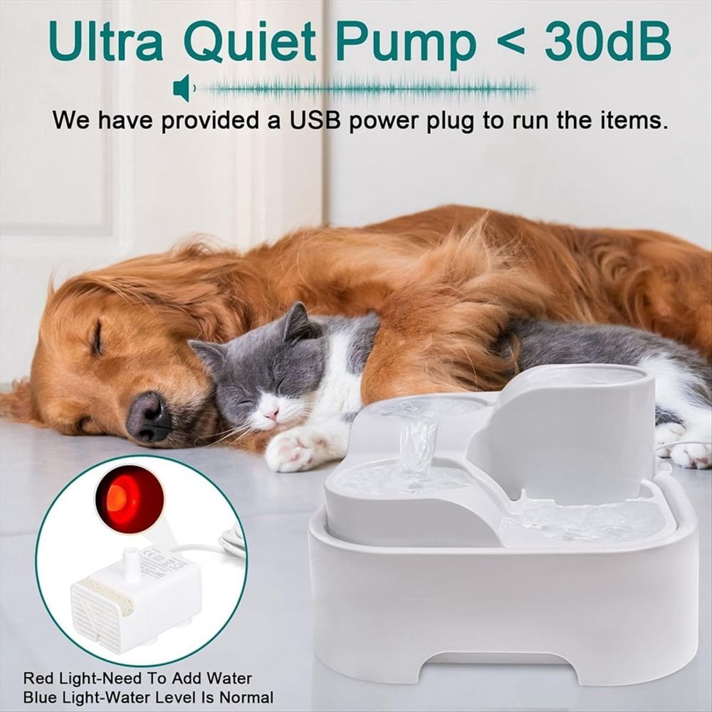 Cat Water Fountain,Pet Drinking Fountain for Multiple Pet,Ultra Silent Cat Water Bowl ,for Small Medium Cat Kitty