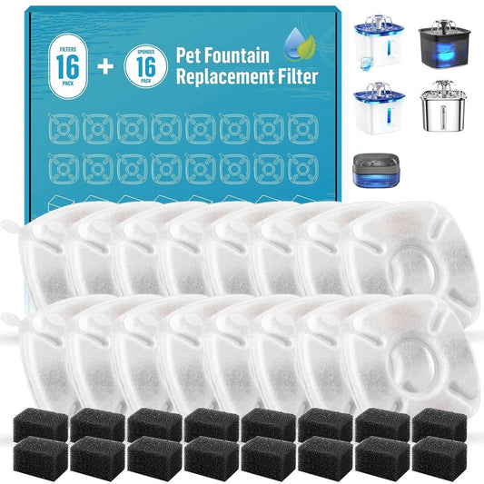 Product photo: 48 replacement pet water dispenser filters, compatible with 67 oz, 95 oz, 135 oz cat water
