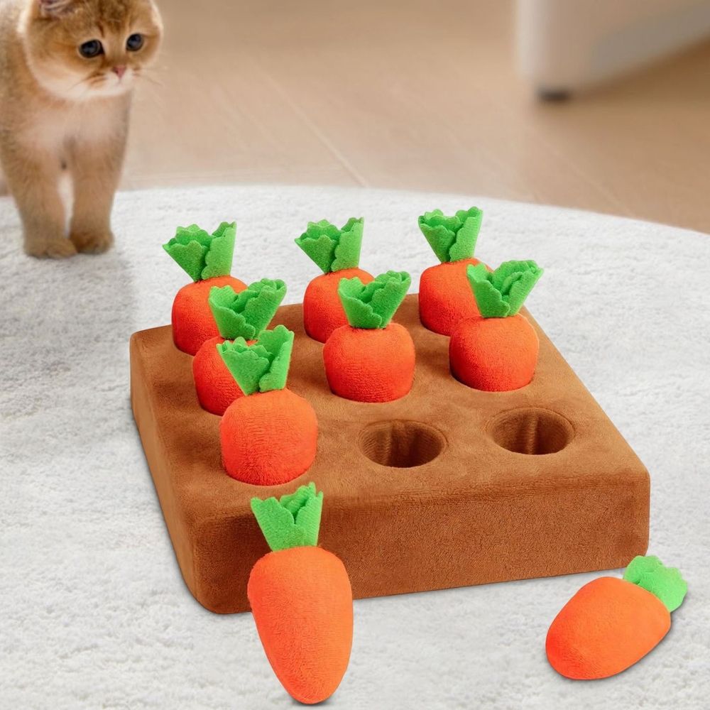 Dog Sniff Carpet Puzzle youth for Mental Stimulation Interactive Activity Mat with 9 Carrots Promotes Foraging Behavior and Reduces Stress