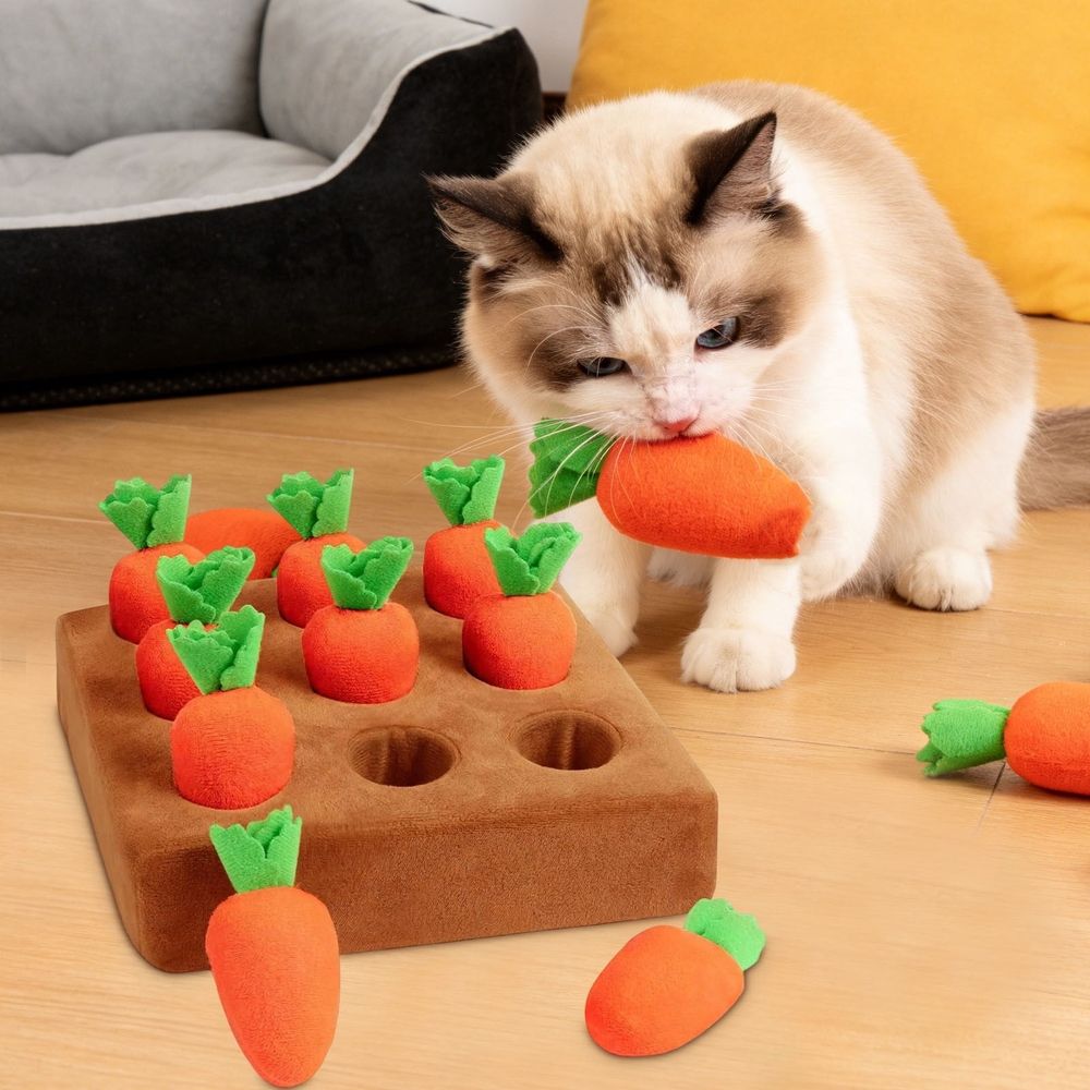 Dog Sniff Carpet Puzzle youth for Mental Stimulation Interactive Activity Mat with 9 Carrots Promotes Foraging Behavior and Reduces Stress