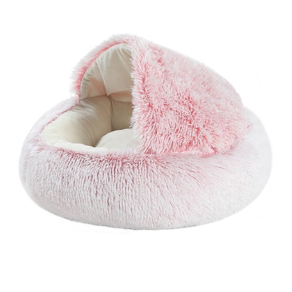 Cat Beds for Indoor Cats Dog Round Winter Warm Sleeping Bag Long Plush Soft Pet Bed Calming Bed
