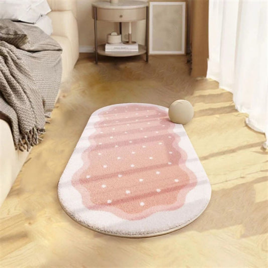 Additional product view: Fluffy Velvet Rugs for Bedroom, Bedside Shaggy Area Rugs, Small Oval Runner Carpet for Living Room