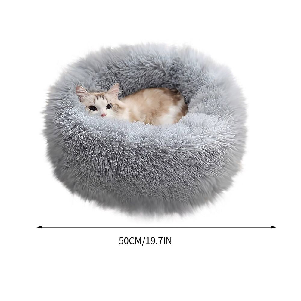 Cats Beds for Indoor Cats - Cats Bed Washable 15.7 inches, Dog Beds for Small Dogs, Anti Anxiety Round Long Velvet Furry Cats Bed, Thick Bottom, Winter Supplies(Gray)
