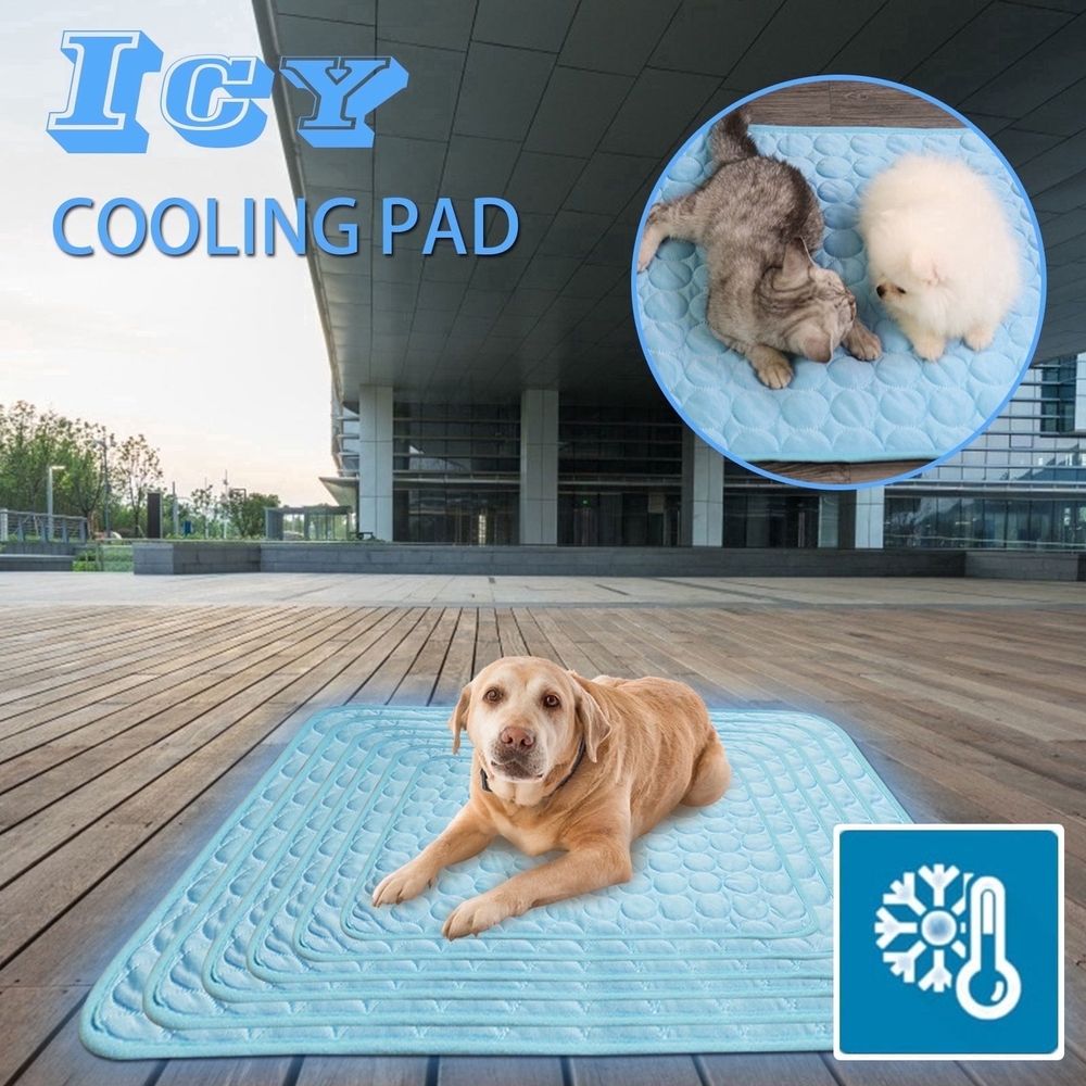 Cooling Mat for Dogs, Summer Pet Ice Mat Dog Mat Ice Silk Mat Cool Mat Pet Supplies, Cooling Mat for Dogs Self Cooling Pad(B,Blue, 15.7x19.7in)