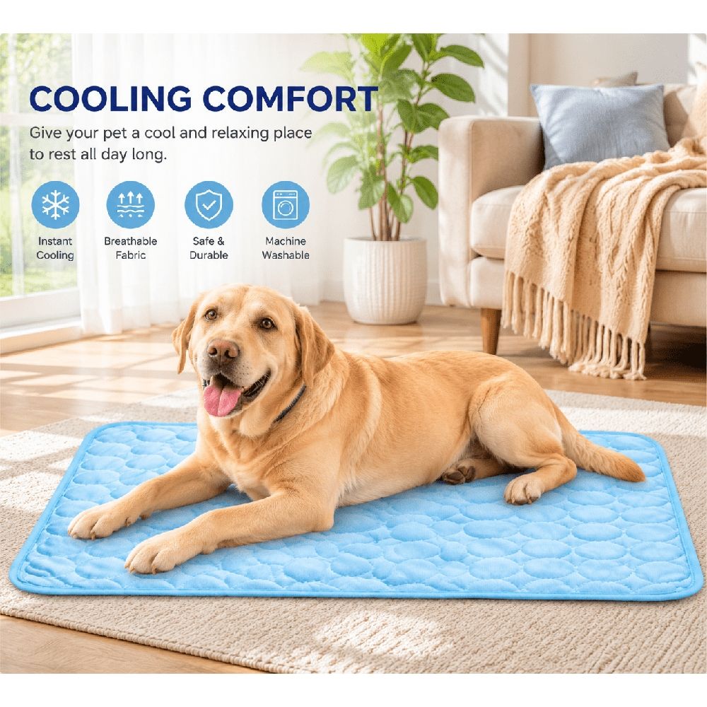 Cooling Mat for Dogs, Summer Pet Ice Mat Dog Mat Ice Silk Mat Cool Mat Pet Supplies, Cooling Mat for Dogs Self Cooling Pad(B,Blue, 15.7x19.7in)