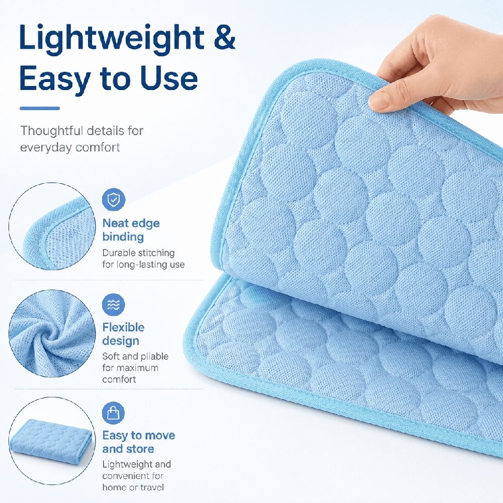 Dog Cooling Mat, Dog Ice Silk Mat Summer Pet Mat Sleeping Mat Lce Mat, Pet Dog Self Cooling Pad,Cooling Mat for Dogs Self Cooling Pad(M,Blue, 24.4x19.7in)