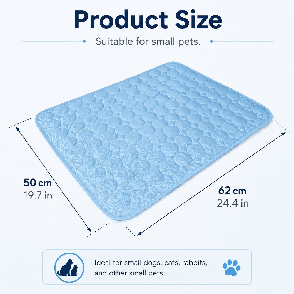 Dog Cooling Mat, Dog Ice Silk Mat Summer Pet Mat Sleeping Mat Lce Mat, Pet Dog Self Cooling Pad,Cooling Mat for Dogs Self Cooling Pad(M,Blue, 24.4x19.7in)