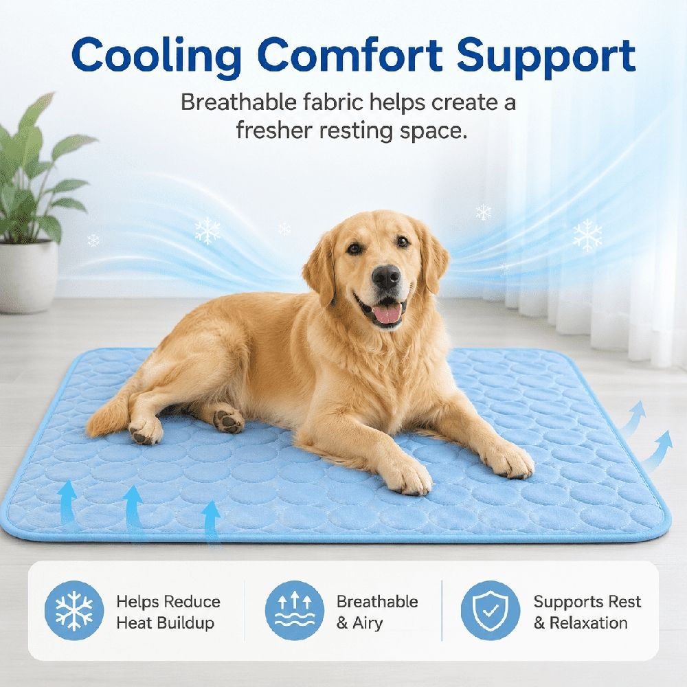 Dog Cooling Mat, Dog Ice Silk Mat Summer Pet Mat Sleeping Mat Lce Mat, Pet Dog Self Cooling Pad,Cooling Mat for Dogs Self Cooling Pad(M,Blue, 24.4x19.7in)