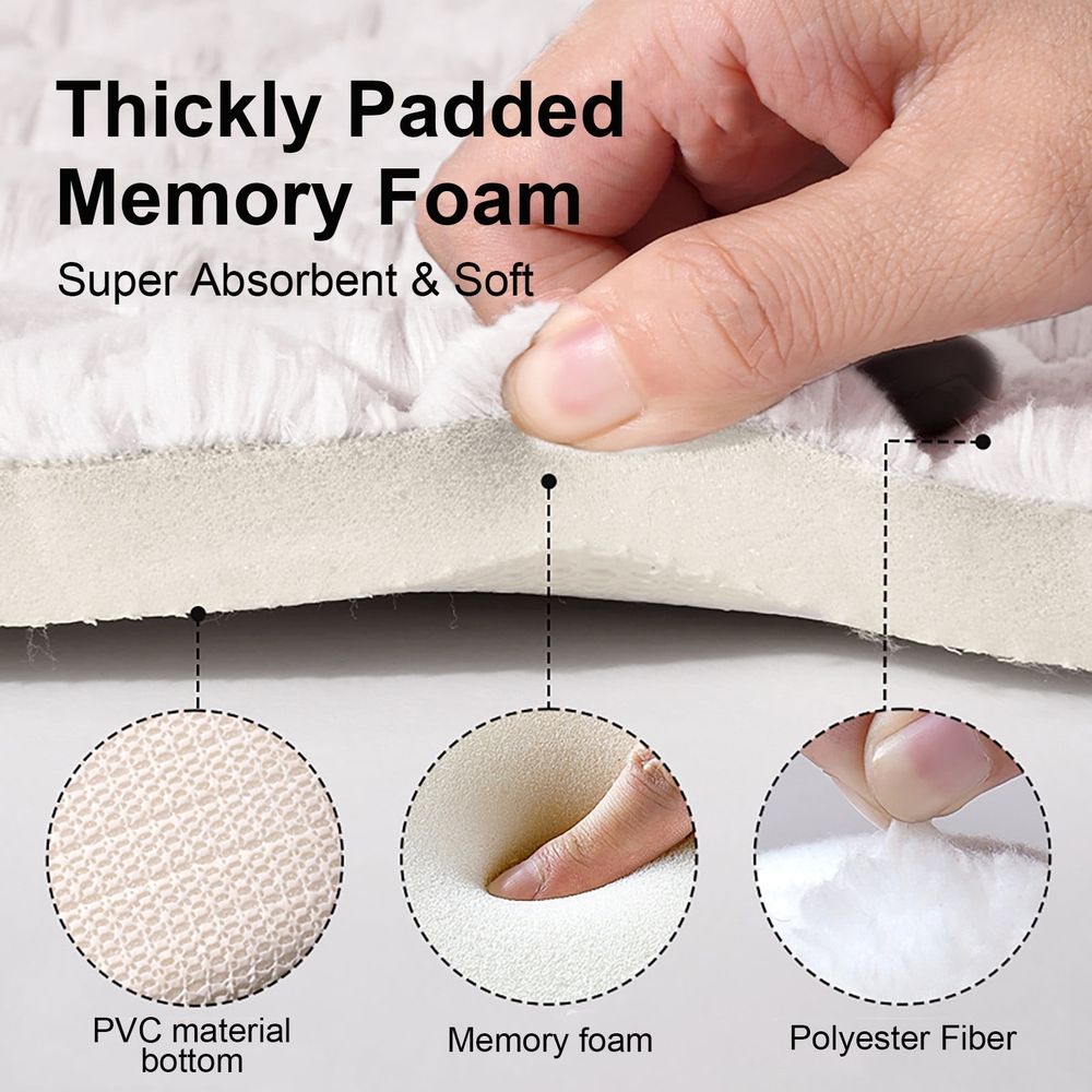 Thick Soft Non-Slip Bath Mat, Water Absorbent and Washable Bathroom Rug with Full Wrap for Foot Comfort, Shower Safe Floor Protection
