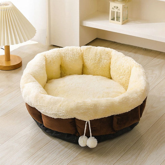 Product image: Orthopedic Dog Bed, Round Plush Faux Fur Pet Bed with Non-Slip Bottom, Soothing Support for Small Medium Dogs and