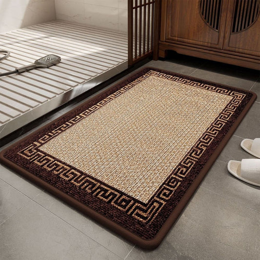 Product image: Non-Slip Bath Mat and Absorbent Rug, Soft Linen Floor Mat for Bathroom and Bedroom, Machine Washable, 16x24 Inches