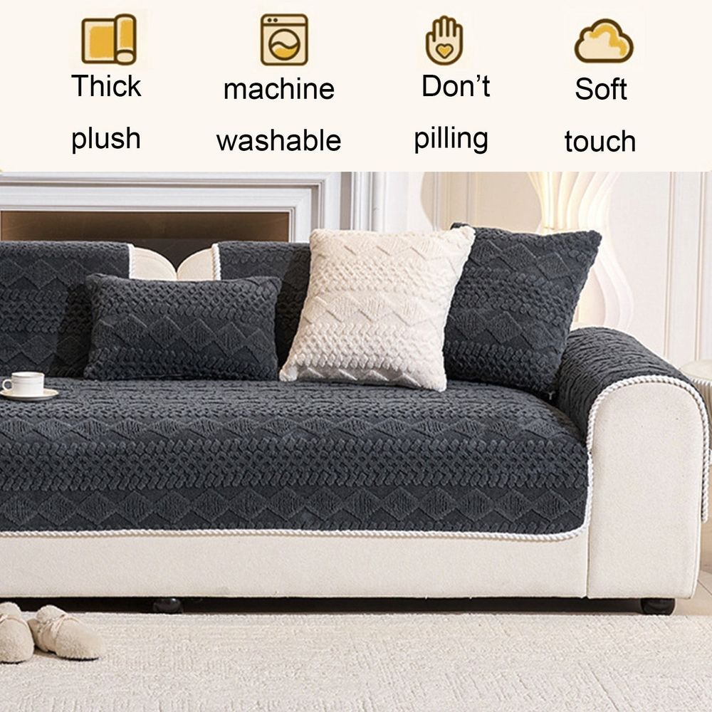 Washable Sofa Cover, Non Slip Plush Couch Cover, Pet Friendly Furniture Protector for Living Room, Thick and Soft