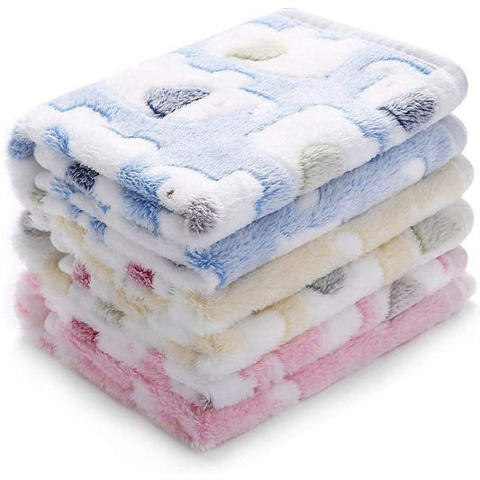 Product image: 3 Pack Blankets Super Soft Cute Dog Fleece Blanket Flannel Throw for Dog Puppy Cat Beige/Brown/Pink Small