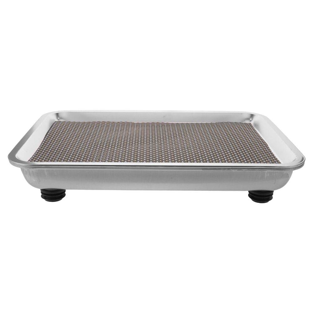 Anti-Spill Cat Water Fountain Base, Plated Silver, Microridged, Splash Guard, Non-Slip