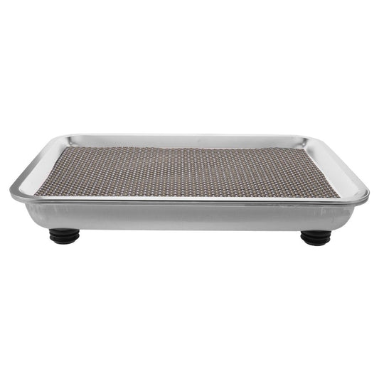 Product photo: Anti-Spill Cat Water Fountain Base, Plated Silver, Microridged, Splash Guard,