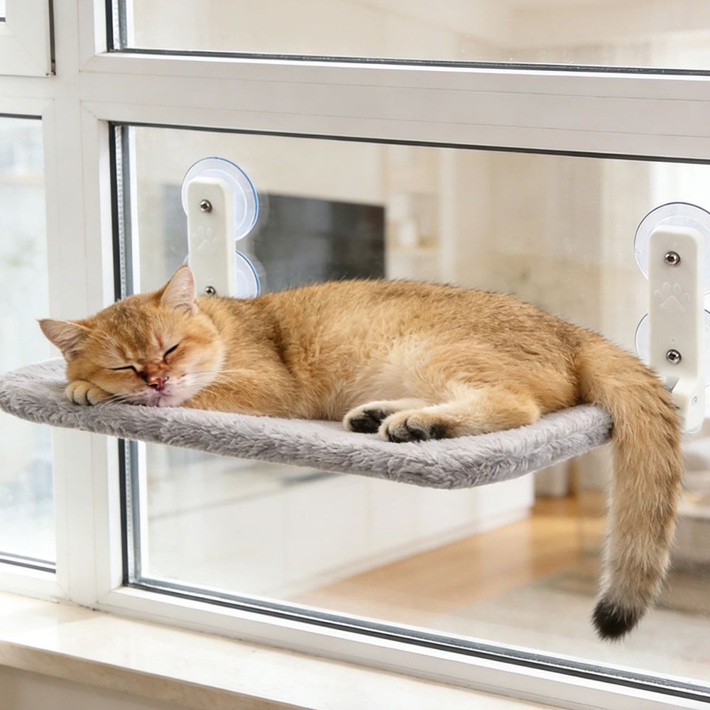 Foldable Window-Mounted Cat Hammock with Suction Cups shown in the product image