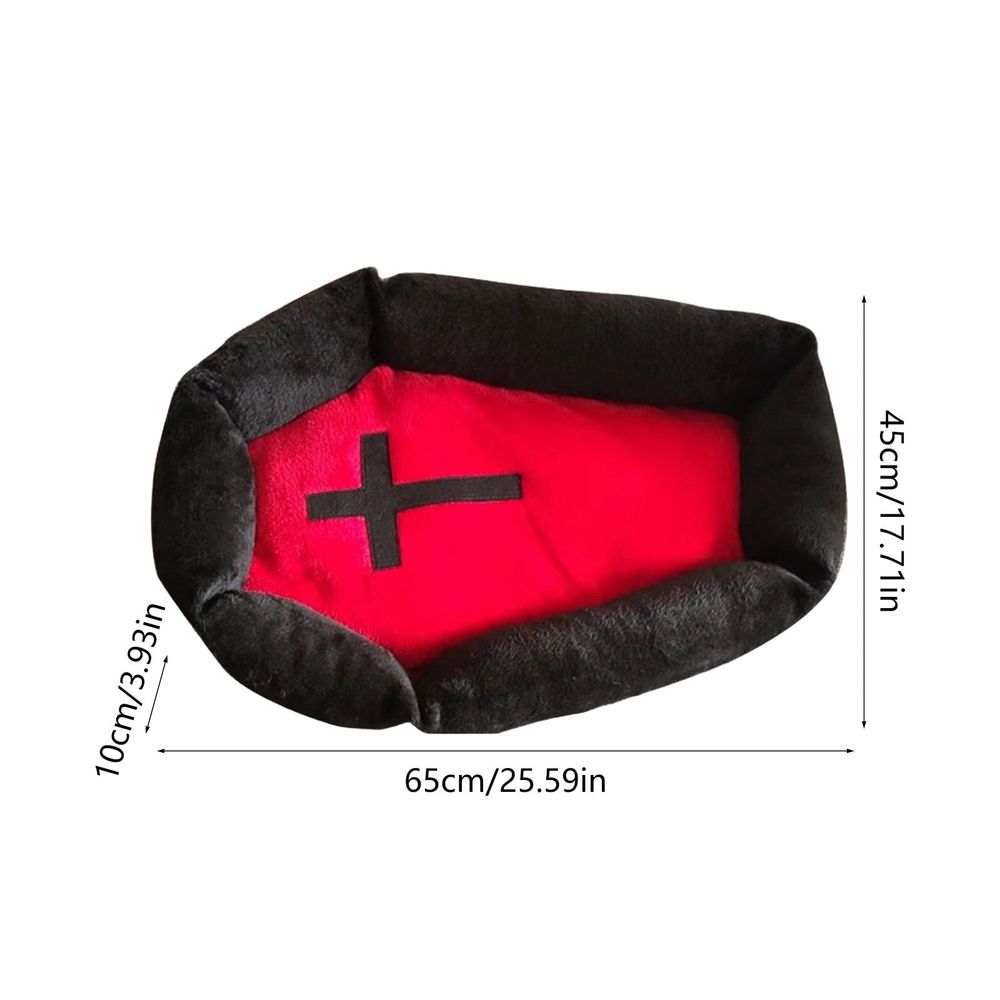 Black Gothic Coffin-Shaped Cat Bed shown in the product image