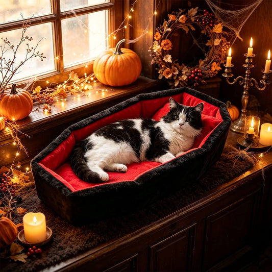 Additional product view: Black Gothic Coffin-Shaped Cat Bed