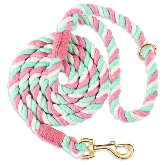 Product photo: Dog rope 150cm hand woven cotton rope, suitable for small and large dogs, new gold heavy-duty metal