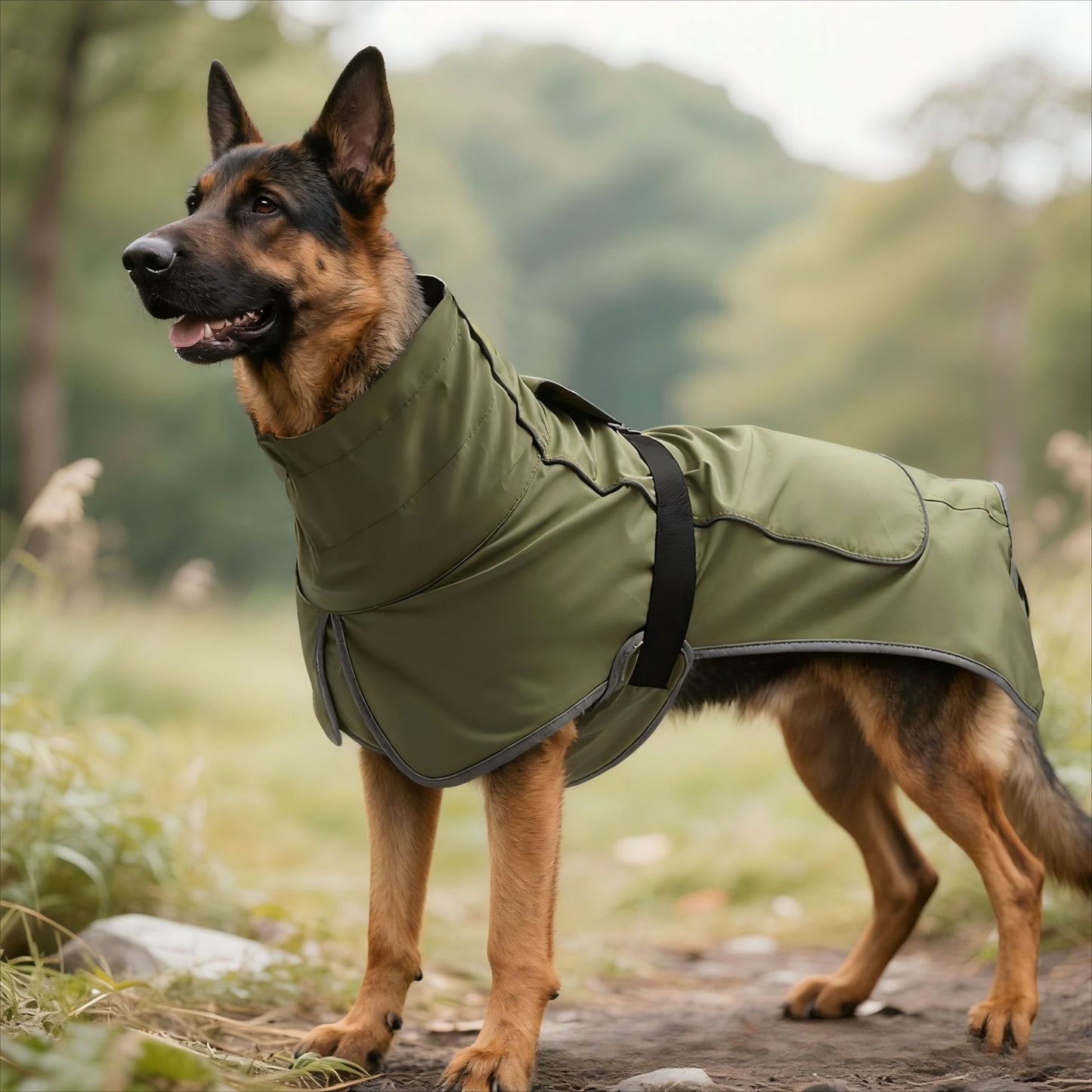 Windproof Rainproof Outdoor Pet Coat-olive green