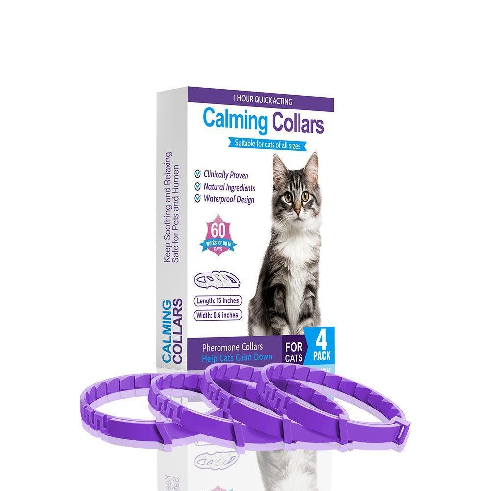 4-Pack Purple Cat Essential Oil Scented Collars, 38 cm shown in the product image