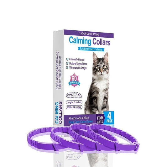 4-Pack Purple Cat Essential Oil Scented Collars, 38 cm shown in the product image