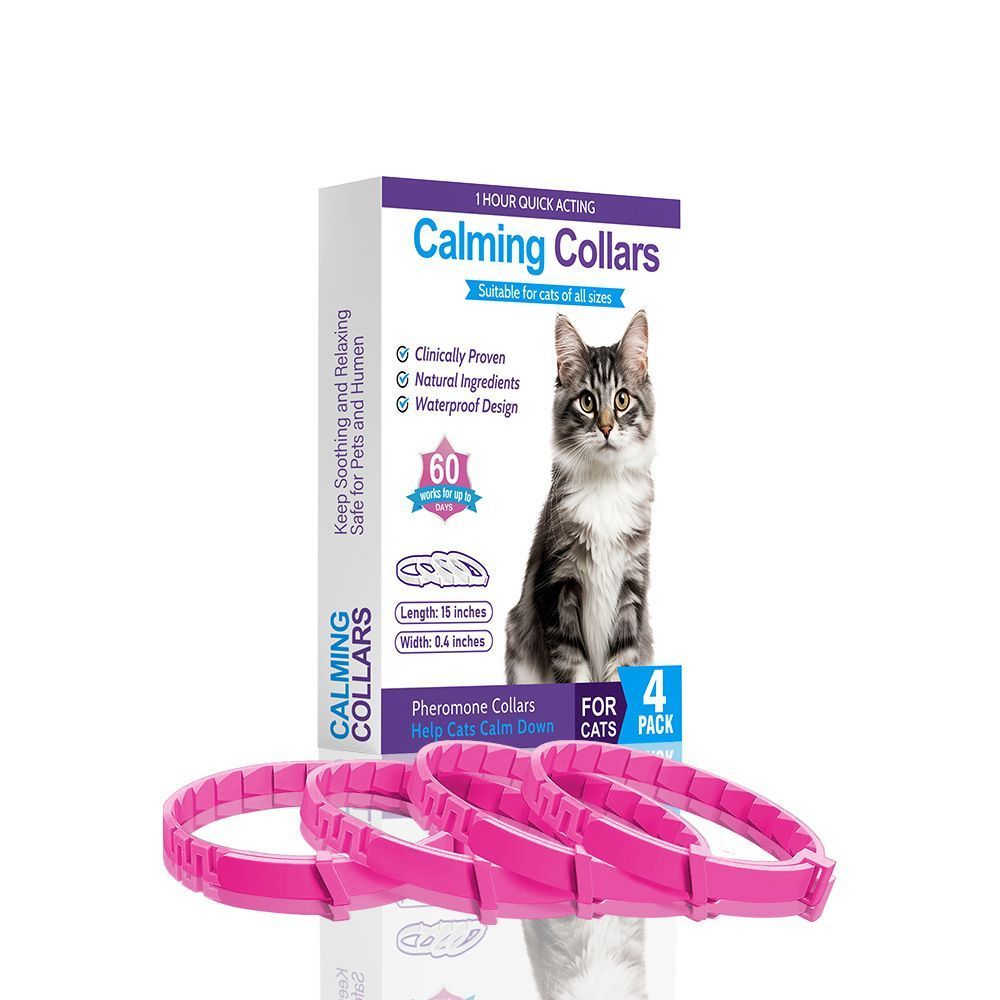 4-Pack Pink Cat Essential Oil Scented Collars, 38 cm shown in the product image