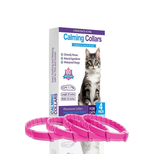 4-Pack Pink Cat Essential Oil Scented Collars, 38 cm shown in the product image